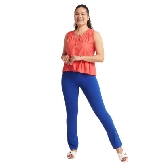 Betabrand Straight Leg Pants Women's Medium Long Royal Blue Stretch‎ Mid-rise - Picture 1 of 10